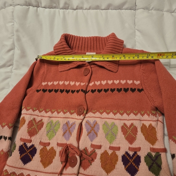 Vintage GYMBOREE Sweater Dress Girl Sz 4 Hearts Button Front Cotton Travel Gift - Picture 5 of 7